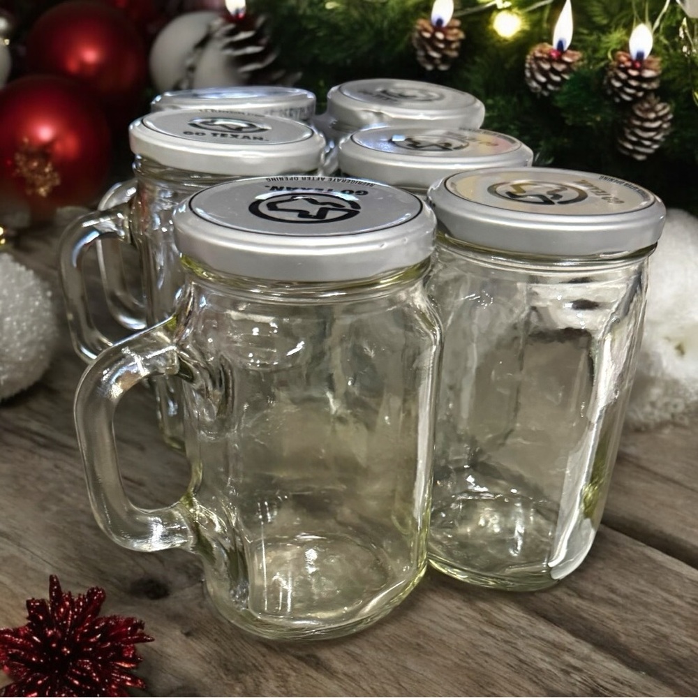 Mason Style Drinking Clear Jars with Lids with Handles Set of 7 - 16 Oz